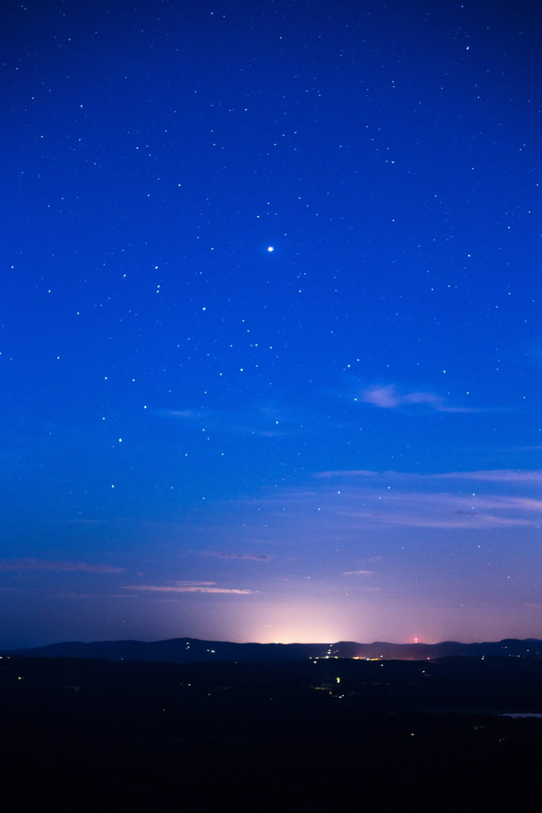 Brilliant Blue Night Sky and Bright Horizon