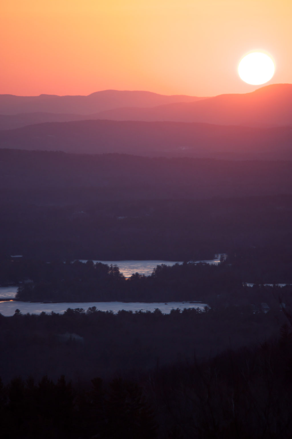 Big Sunset Over Winter Mountains