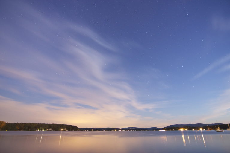 Colorful Night Sky and Lake Winds