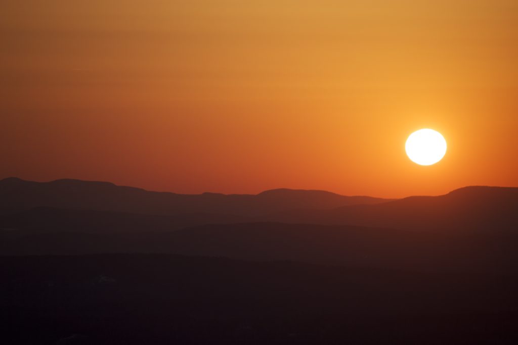 A Warm Sunset Over Mountains