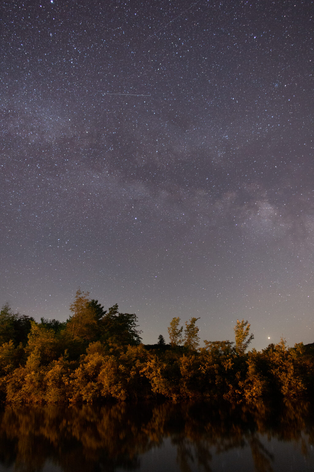 Milky Way Over Trees and Water