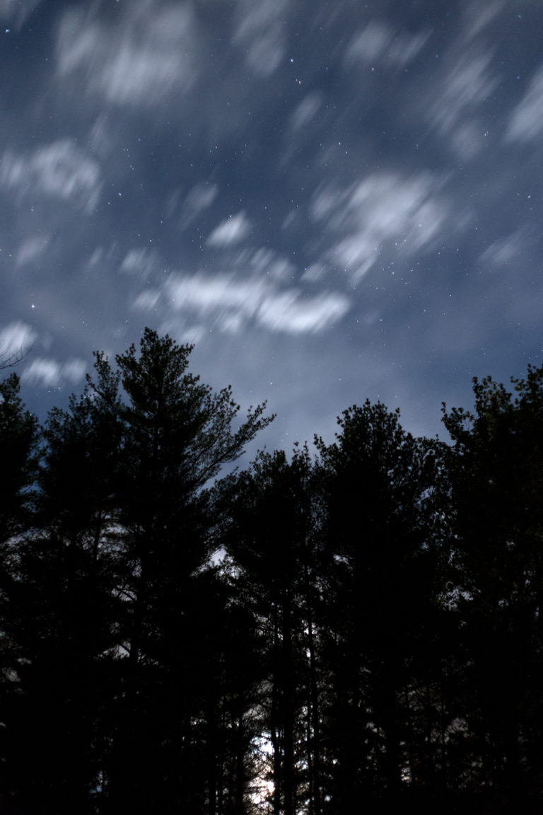 Moving Small Clouds Across Night Sky