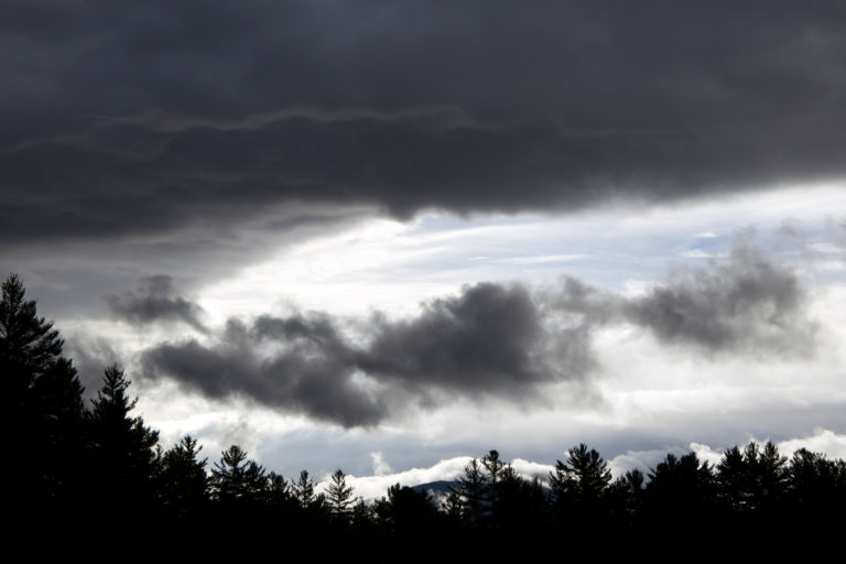 Moody Clouds With Tree Silhouettes