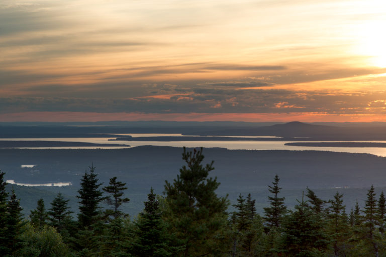 Sunset Over Lake in the Distance